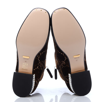 Gucci Velvet GG Monogram Crystal Horsebit Ankle Boots 41 Brown Vintage Cocoa 5 of 9