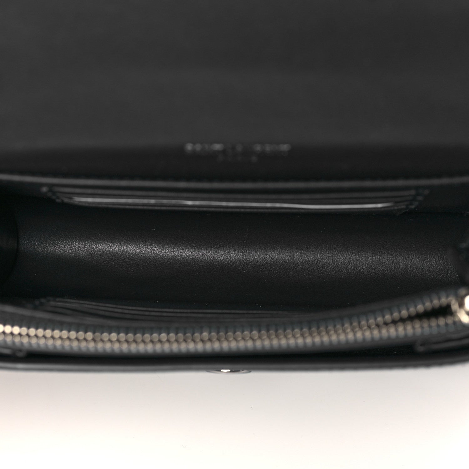 Saint Laurent Calfskin Crocodile Embossed Monogram Sunset Chain Wallet Navy 5 of 8