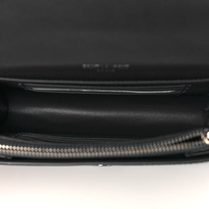 Saint Laurent Calfskin Crocodile Embossed Monogram Sunset Chain Wallet Navy 5 of 8