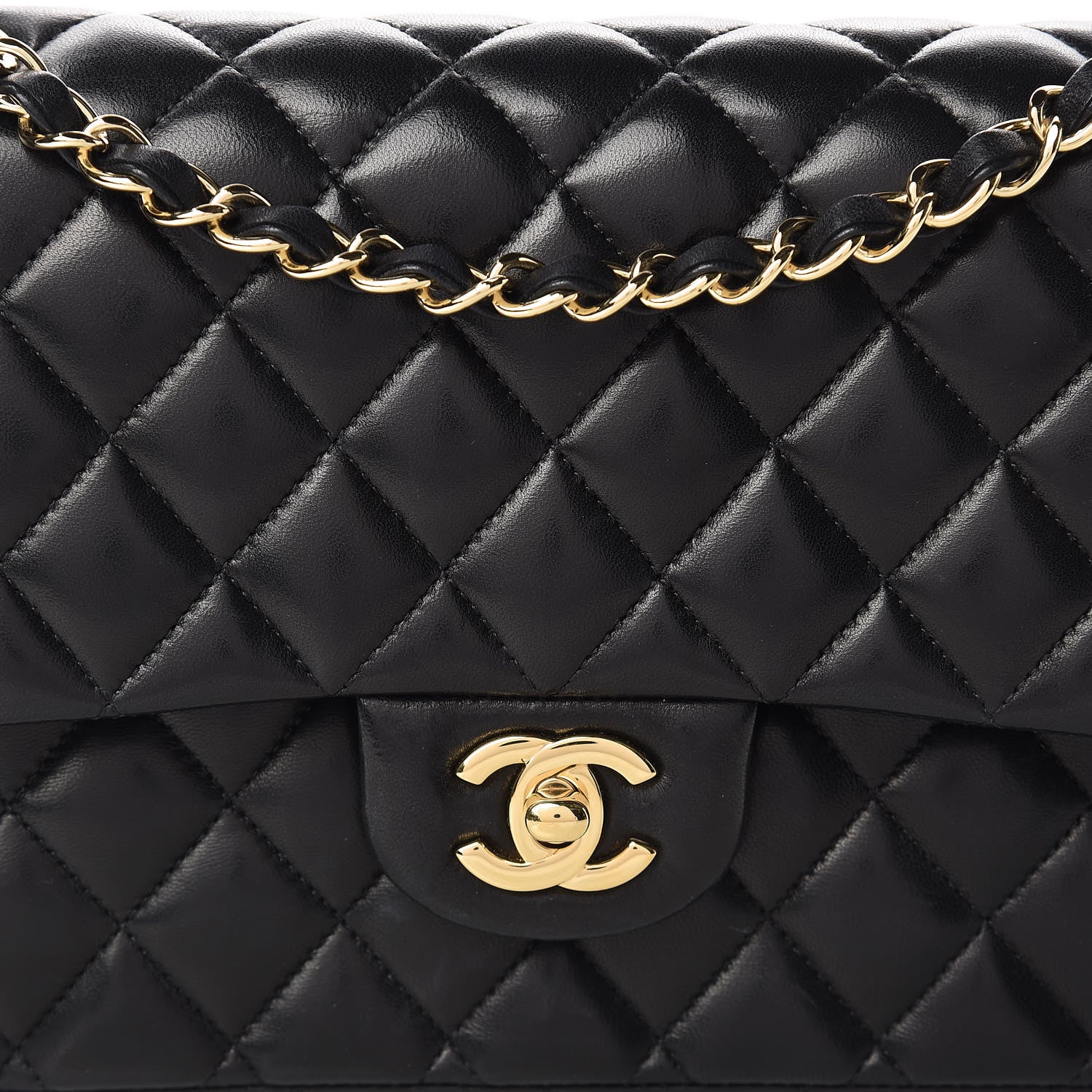 Chanel Lambskin Quilted Medium Double Flap Black 8 of 18