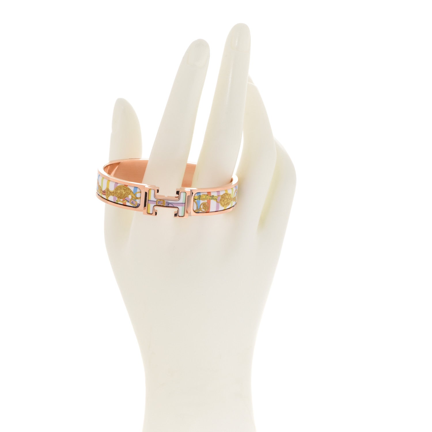 Hermes Enamel Printed Brides de Gala Bayadere Narrow Clic Clac H Bracelet PM Pastel Acidulé 2 of 6
