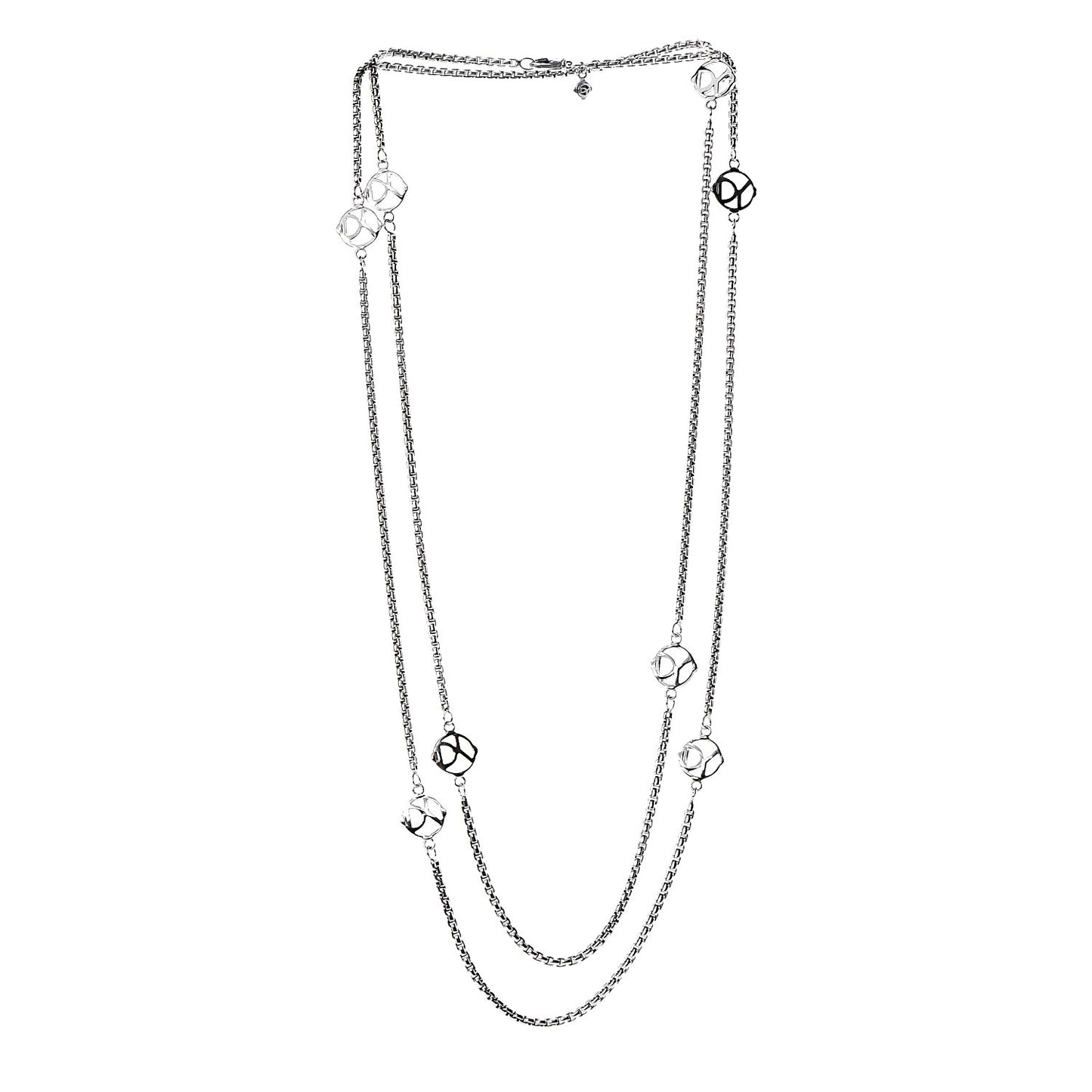 Sterling Silver Logo Station Necklace 46"