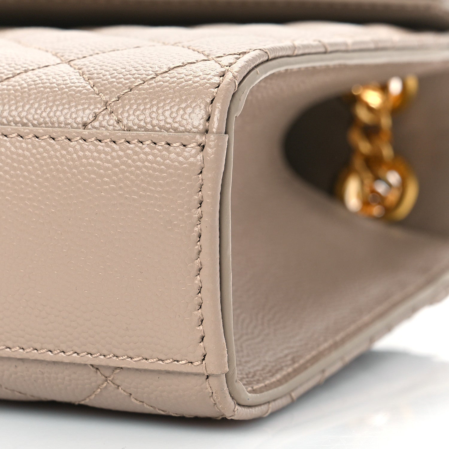 Saint Laurent Grain De Poudre Textured Mixed Matelasse Medium Triquilt Monogram Satchel Dark Beige 7 of 7