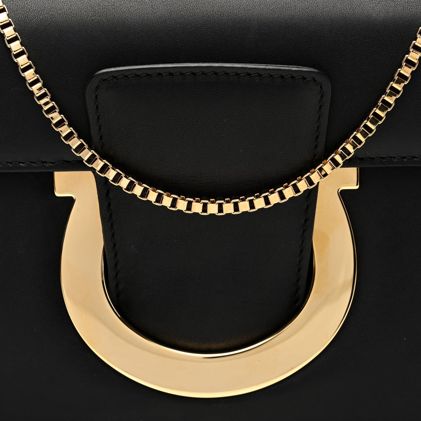 Calfskin Thalia Clutch With Chain Black