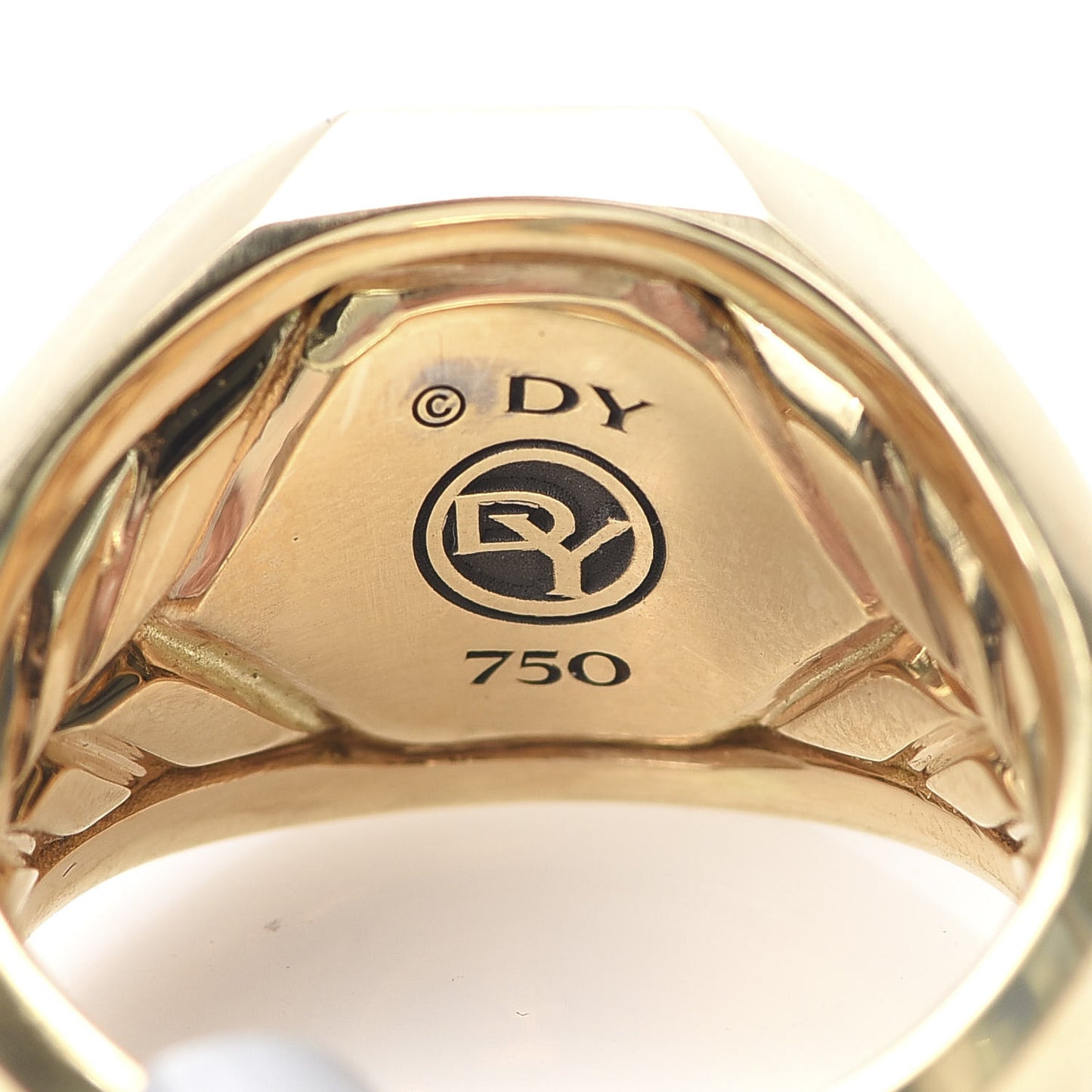 18K Yellow Gold 17mm Mens Signet Ring 62 10