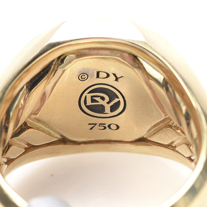 David Yurman 18K Yellow Gold 17mm Mens Signet Ring 62 10 5 of 5