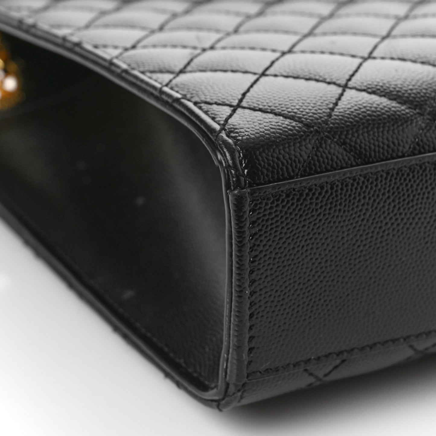 Grain De Poudre Textured Mixed Matelasse Large Triquilt Monogram Satchel Black