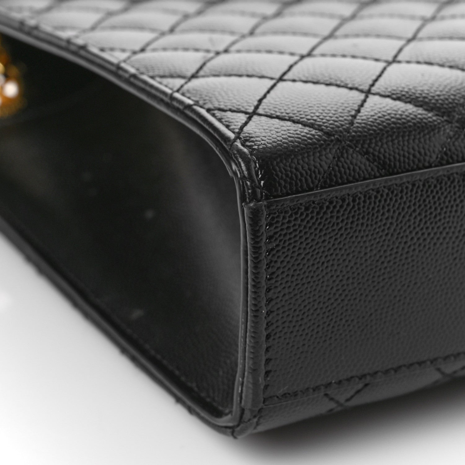 Saint Laurent Grain De Poudre Textured Mixed Matelasse Large Triquilt Monogram Satchel Black 8 of 11