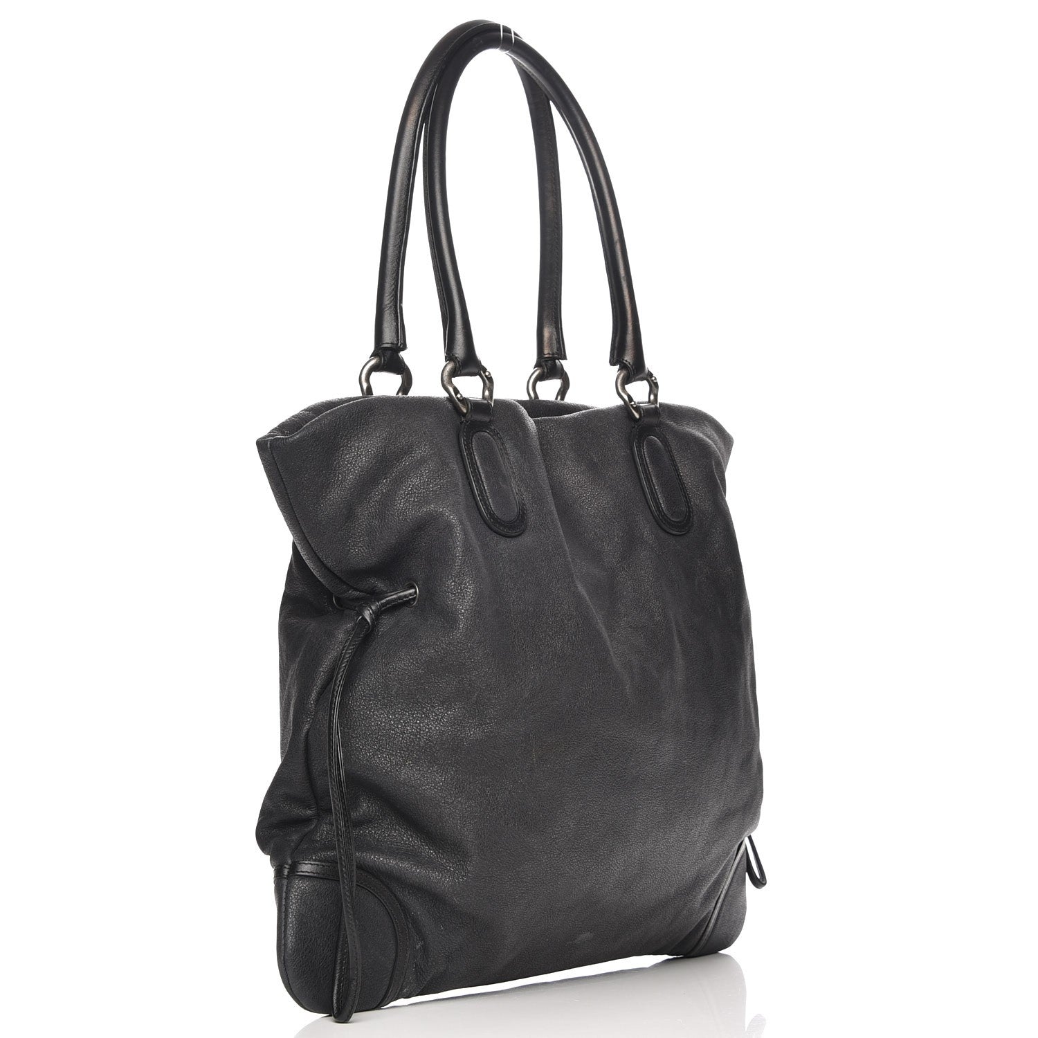 Chanel Washed Calfskin Drawstring Tote Black 3 of 11