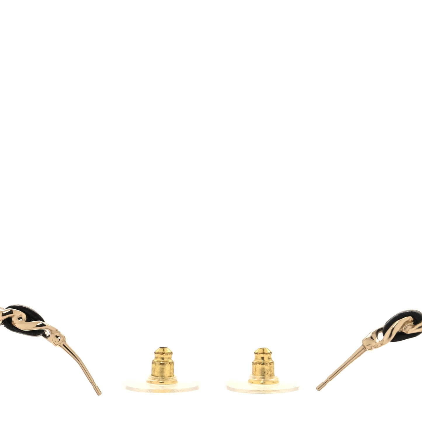 Lambskin CC Turnlock Chain Hoop Earrings Matte Gold Black