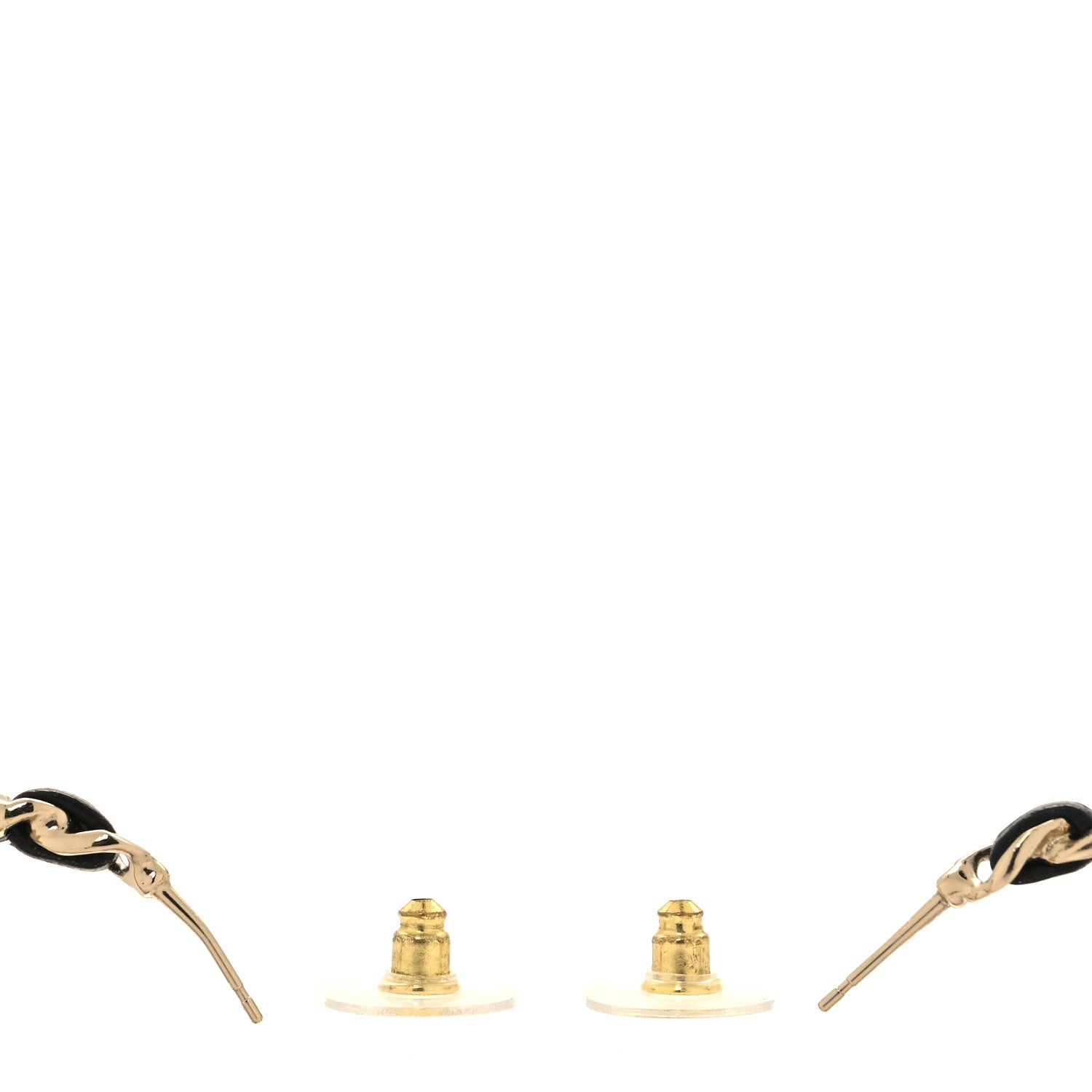 Chanel Lambskin CC Turnlock Chain Hoop Earrings Matte Gold Black 3 of 4