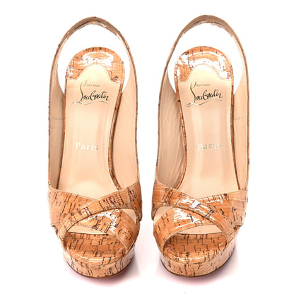 Christian Louboutin Cork Lucido Marple Town 140 Wedges 37.5 Natural 2 of 9