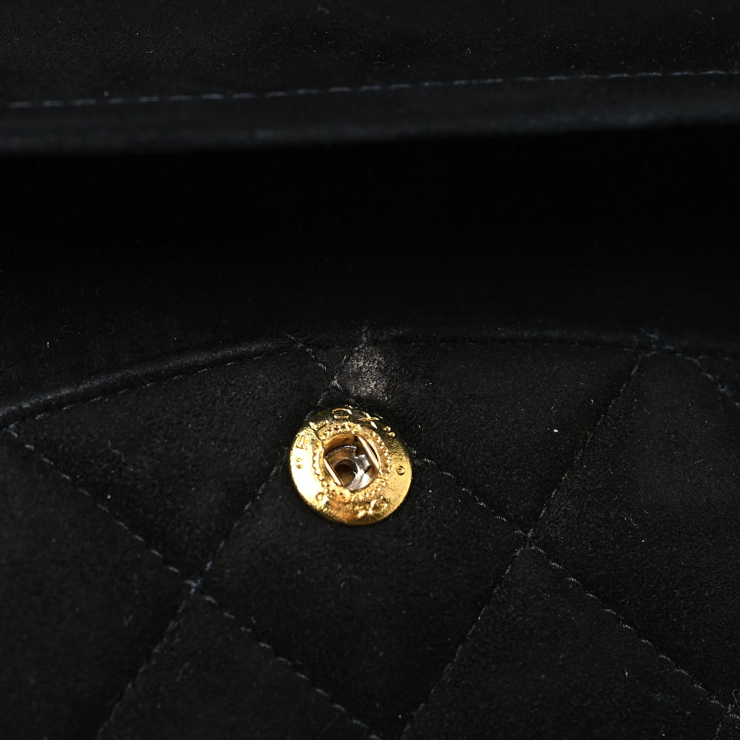 Velvet Quilted Medium Double Flap Black