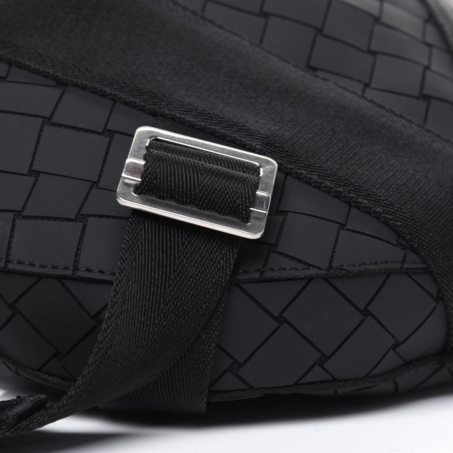 Nappa Intrecciato Carved Panels Belt Bag Black