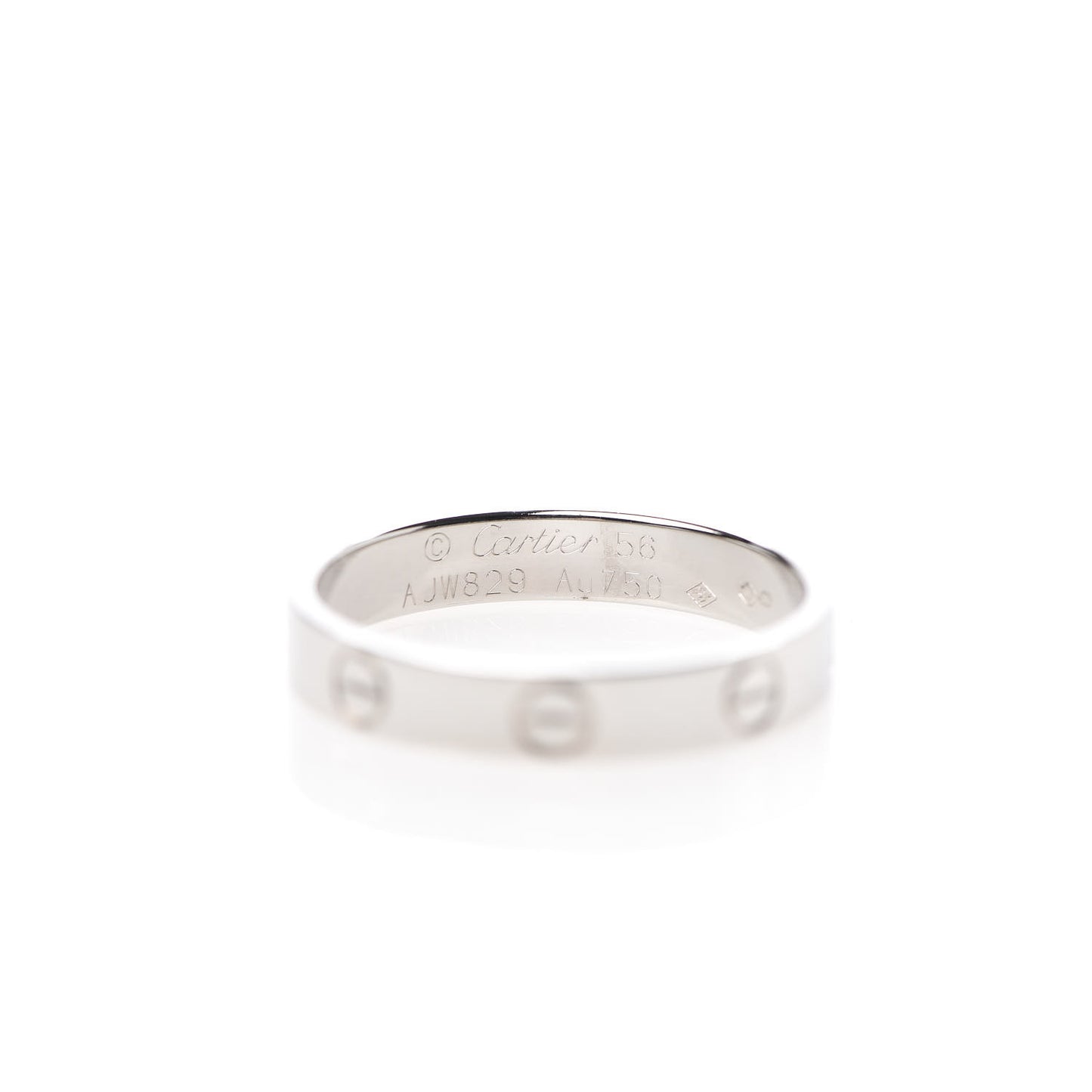 18K White Gold 3.5mm LOVE Wedding Band Ring 56 7.5