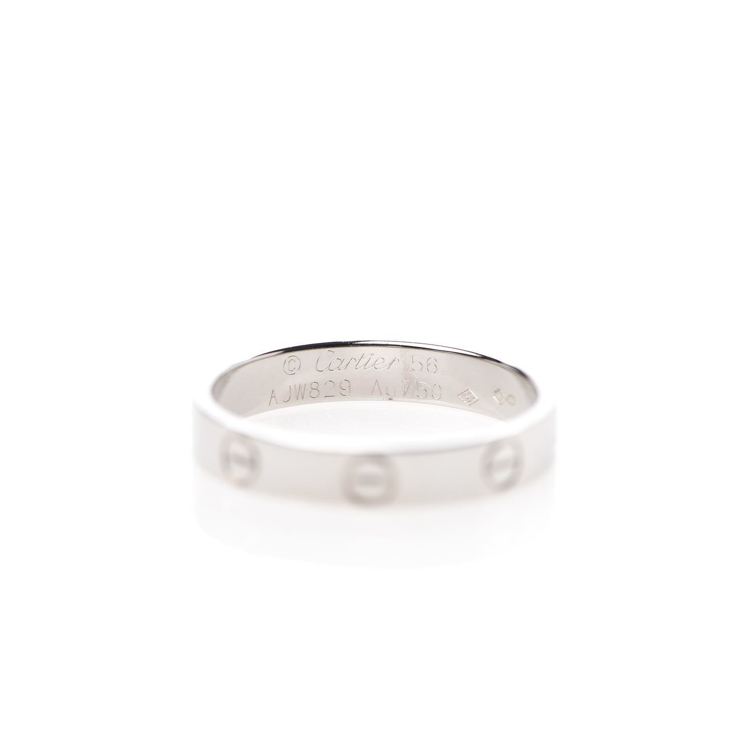 Cartier 18K White Gold 3.5mm LOVE Wedding Band Ring 56 7.5 4 of 5