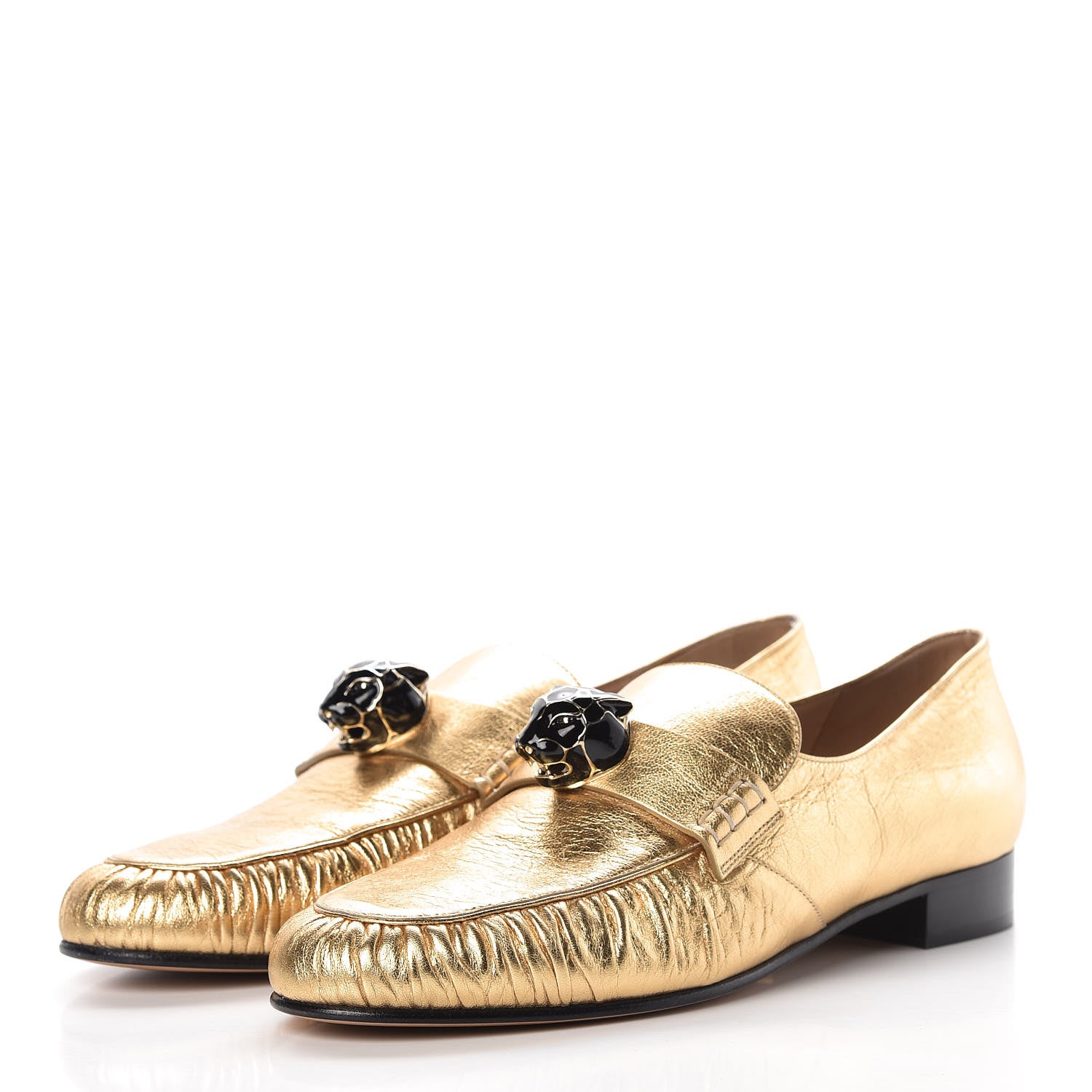 Valentino Garavani Metallic Nappa Panther Loafers 40 Deep Gold 3 of 8