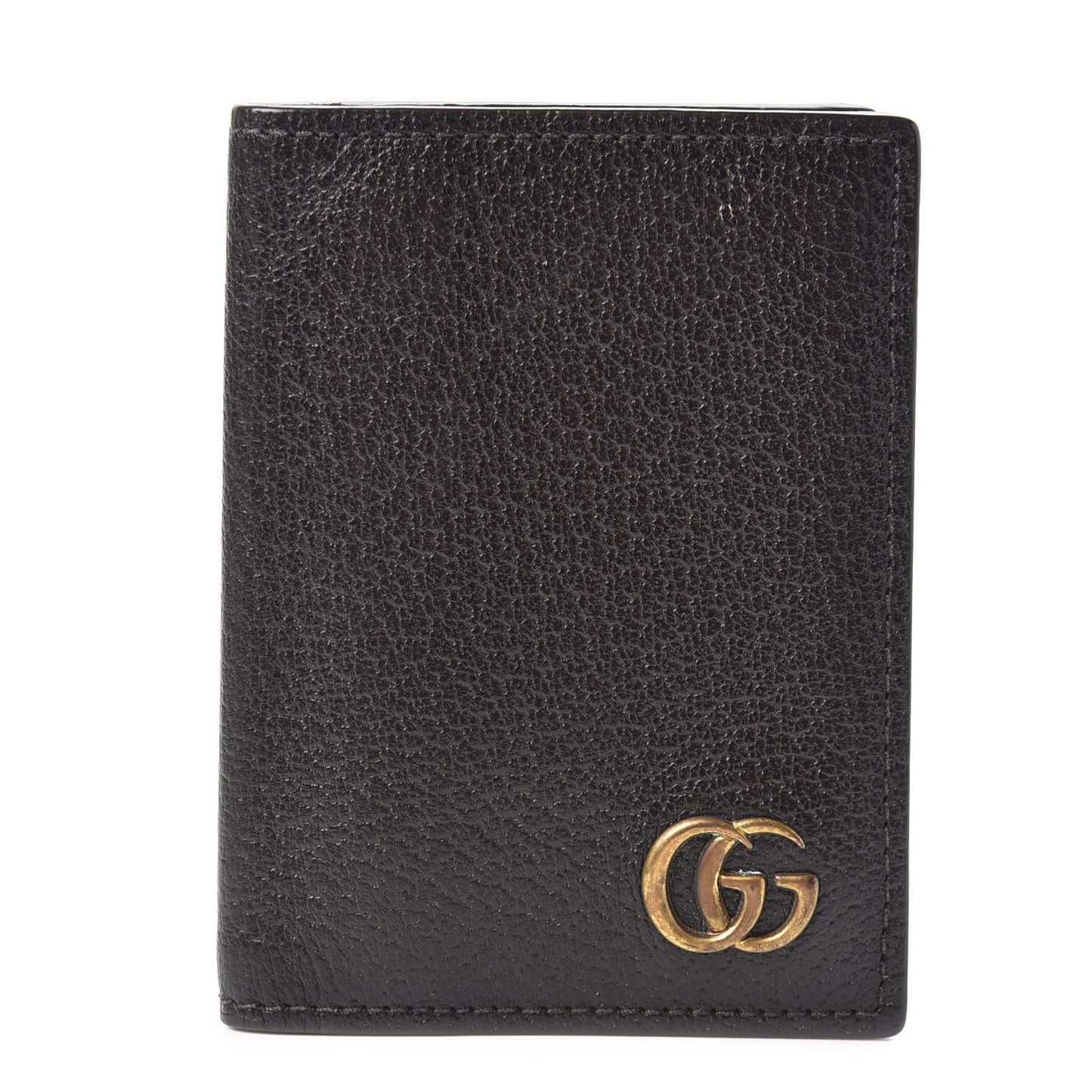 Calfskin Boar Effect GG Marmont Card Case Dark Cocoa