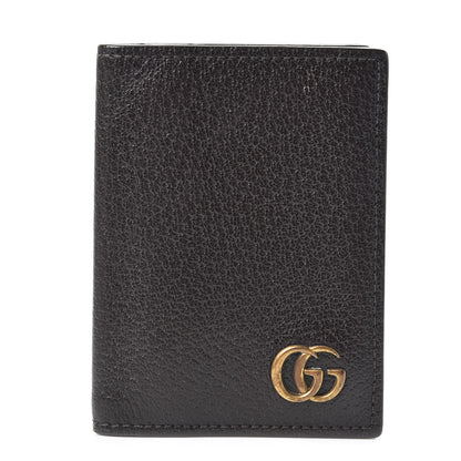 Gucci Calfskin Boar Effect GG Marmont Card Case Dark Cocoa 1 of 10