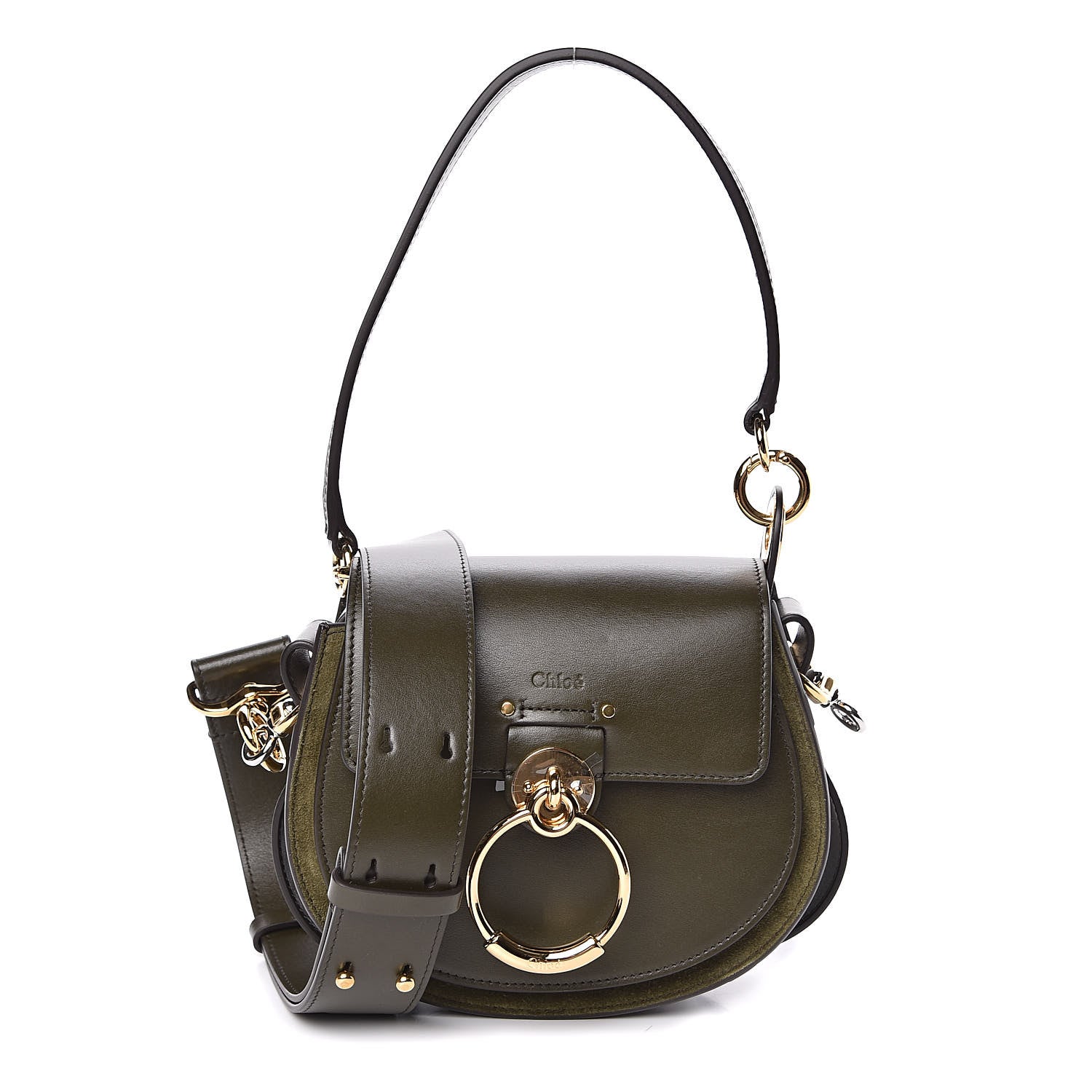 Chloe Calfskin Suede Small Tess Bag Deep Forest 1 of 9