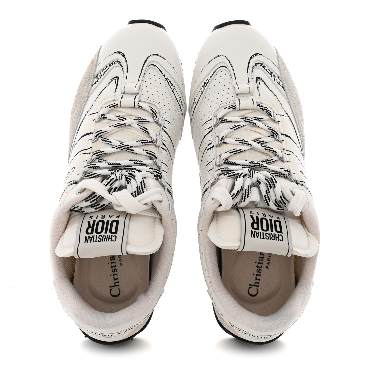 Calfskin Nylon Womens D-Sketch Sneakers 39 White