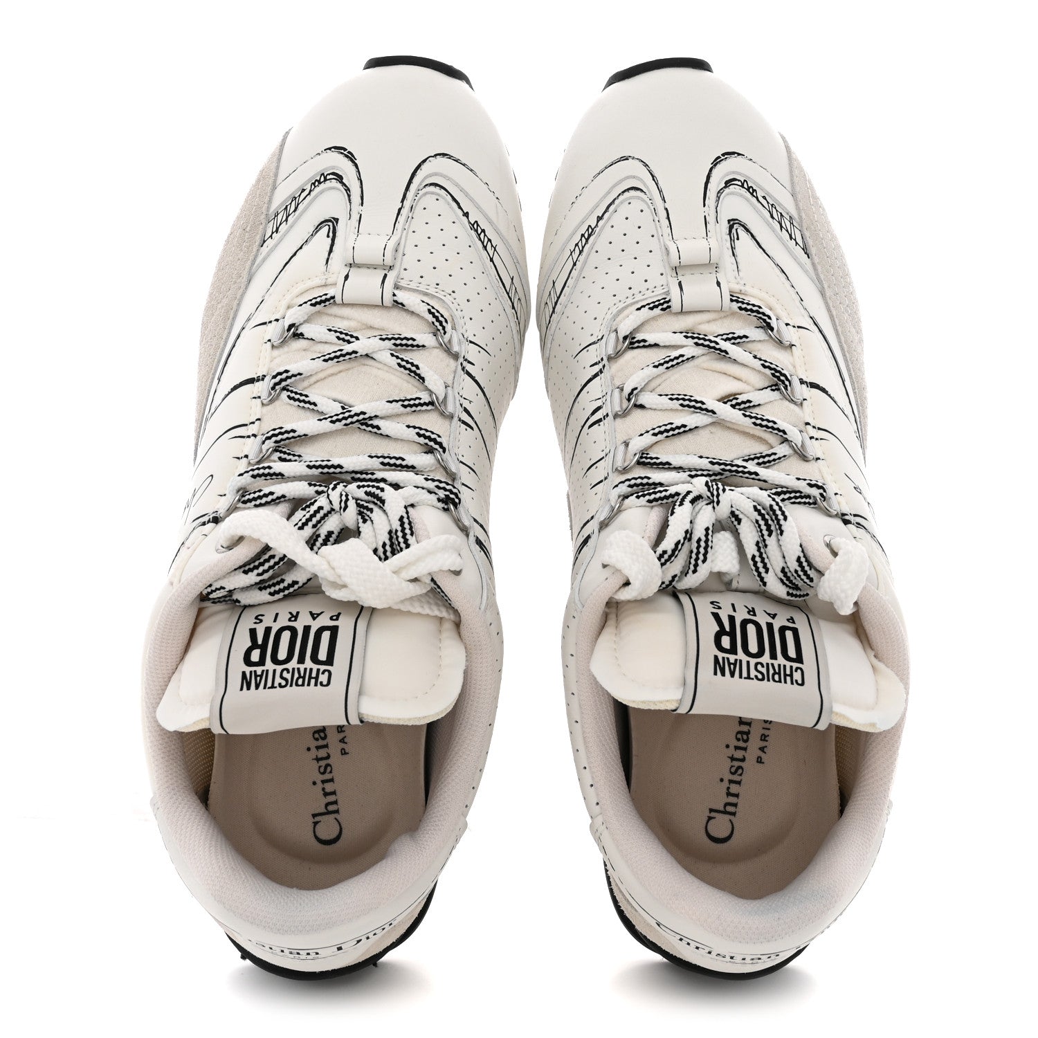 Christian Dior Calfskin Nylon Womens D-Sketch Sneakers 39 White 2 of 11