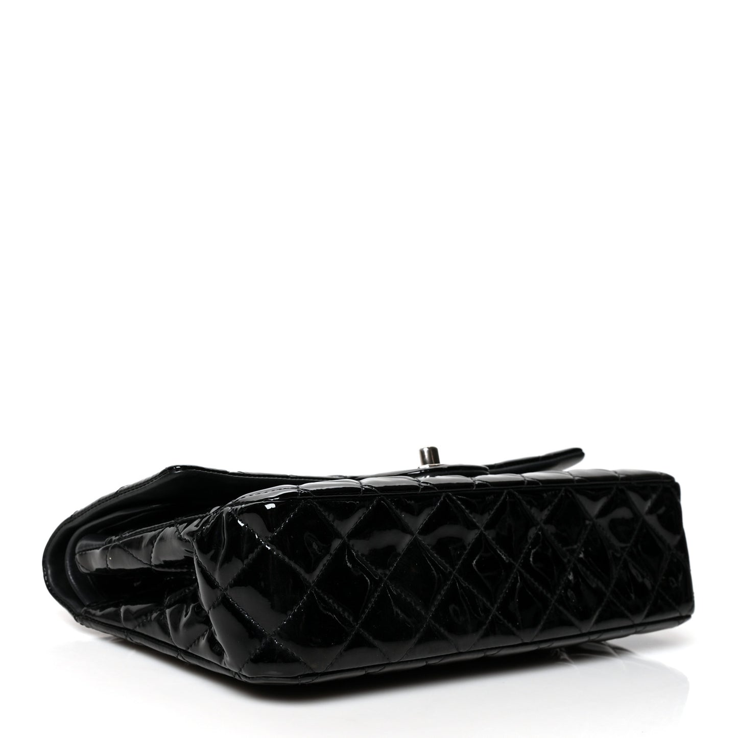 Patent Quilted Medium Double Flap Black