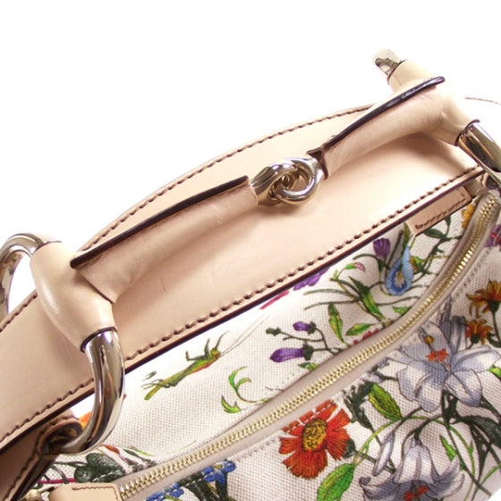 Canvas Flower Large Horsebit Hobo
