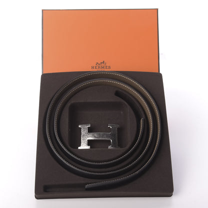 Hermes Swift Epsom 32mm Martelee H Belt 90 Black Etoupe 8 of 9