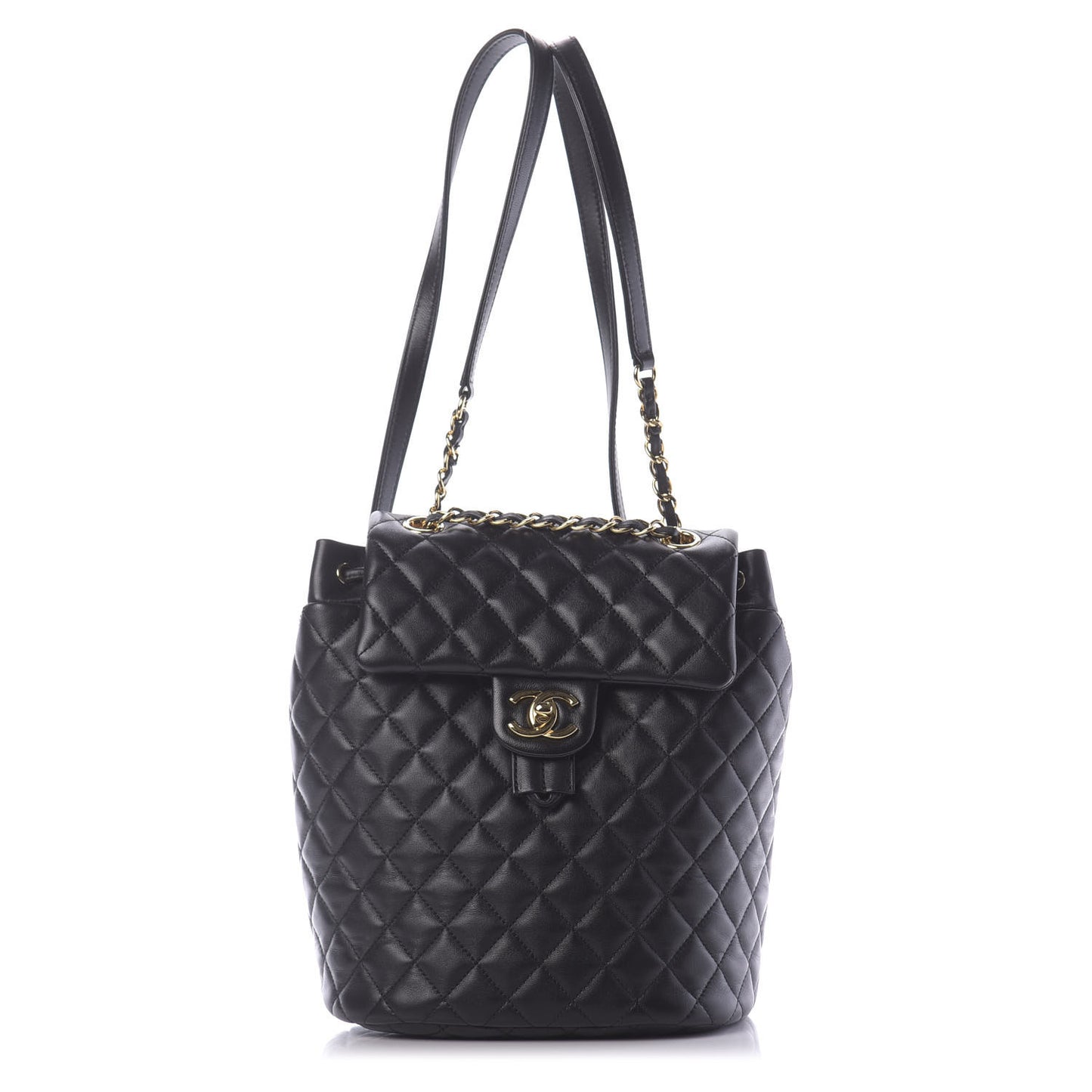 Lambskin Quilted Small Urban Spirit Backpack Black