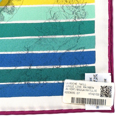 Hermes Silk Carre Jungle Love Rainbow Scarf 90 Rose Vert Jaune 3 of 5