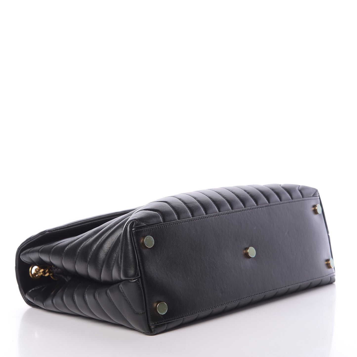 Calfskin Y Quilted Monogram Large Loulou Chain Satchel Black