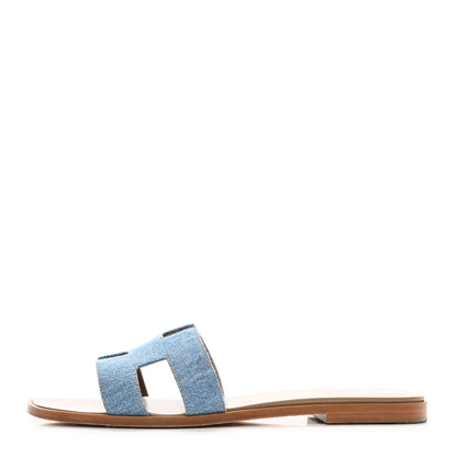 Hermes Denim Canvas Oran Sandals 41 Bleu Clair 1 of 9