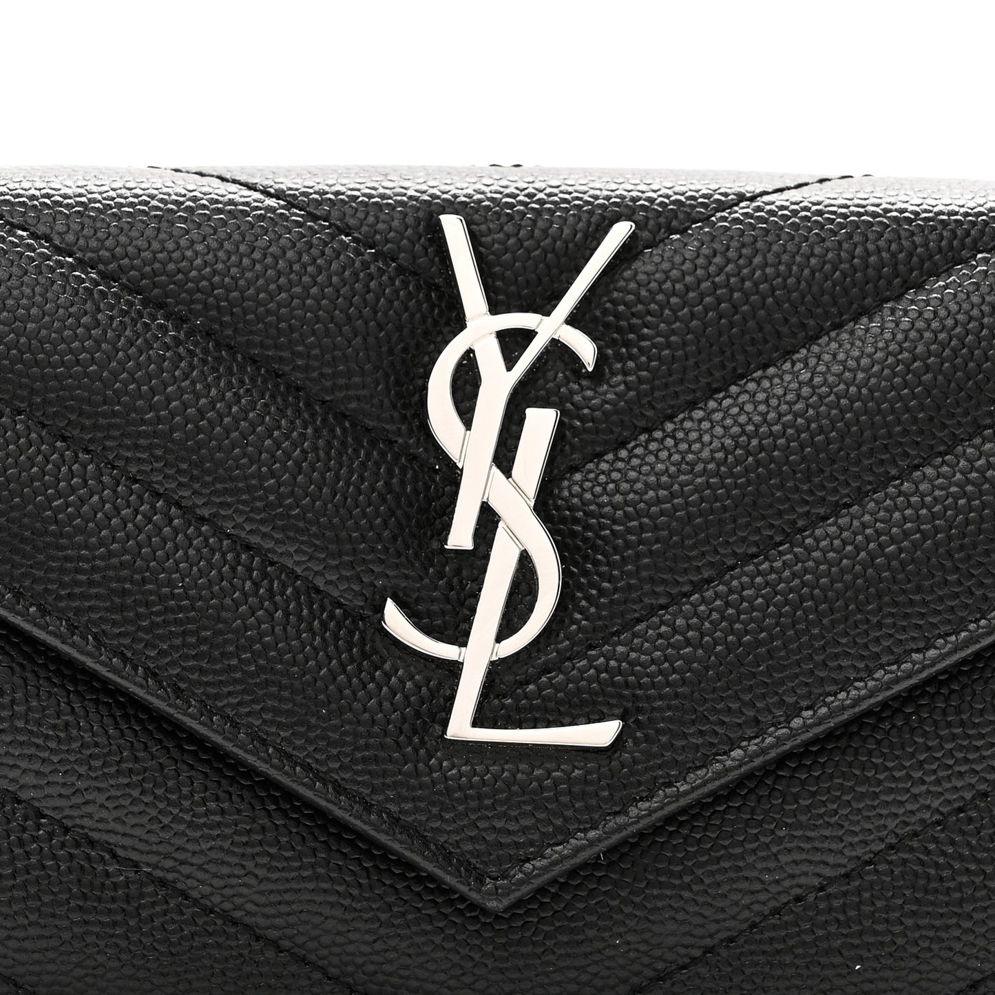 Grain De Poudre Matelasse Chevron Small Monogram Envelope Wallet Black