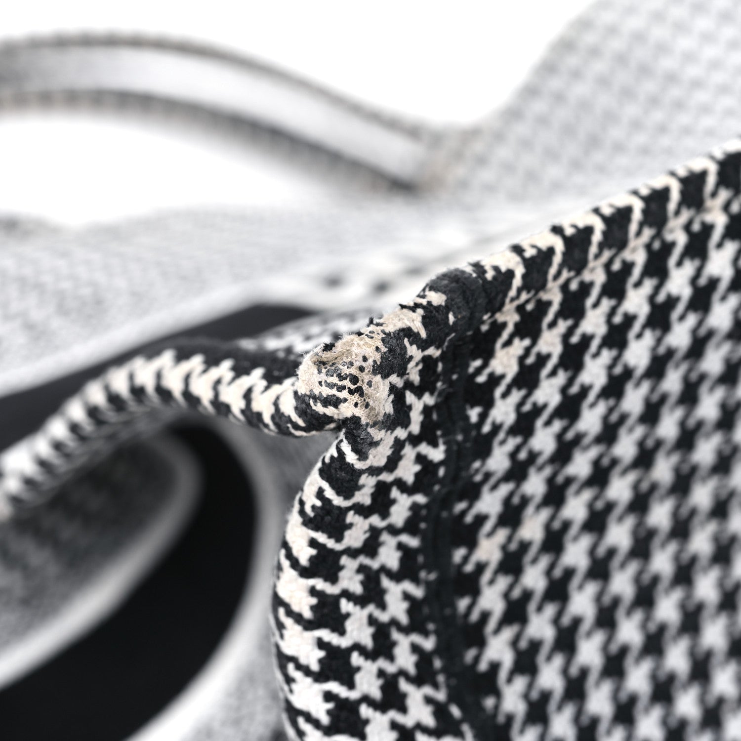 Christian Dior Canvas Houndstooth Embroidered Large Book Tote Black White 9 of 16