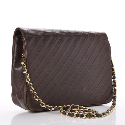 Chanel Lambskin Diagonal Quilted Small Single Flap Brown 3 of 8