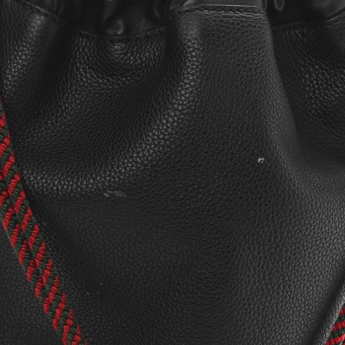 Calfskin Logo Drawstring Backpack Black