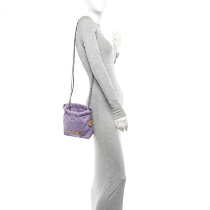 Chanel Shiny Calfskin Quilted Mini Chanel 22 Light Purple 2 of 11