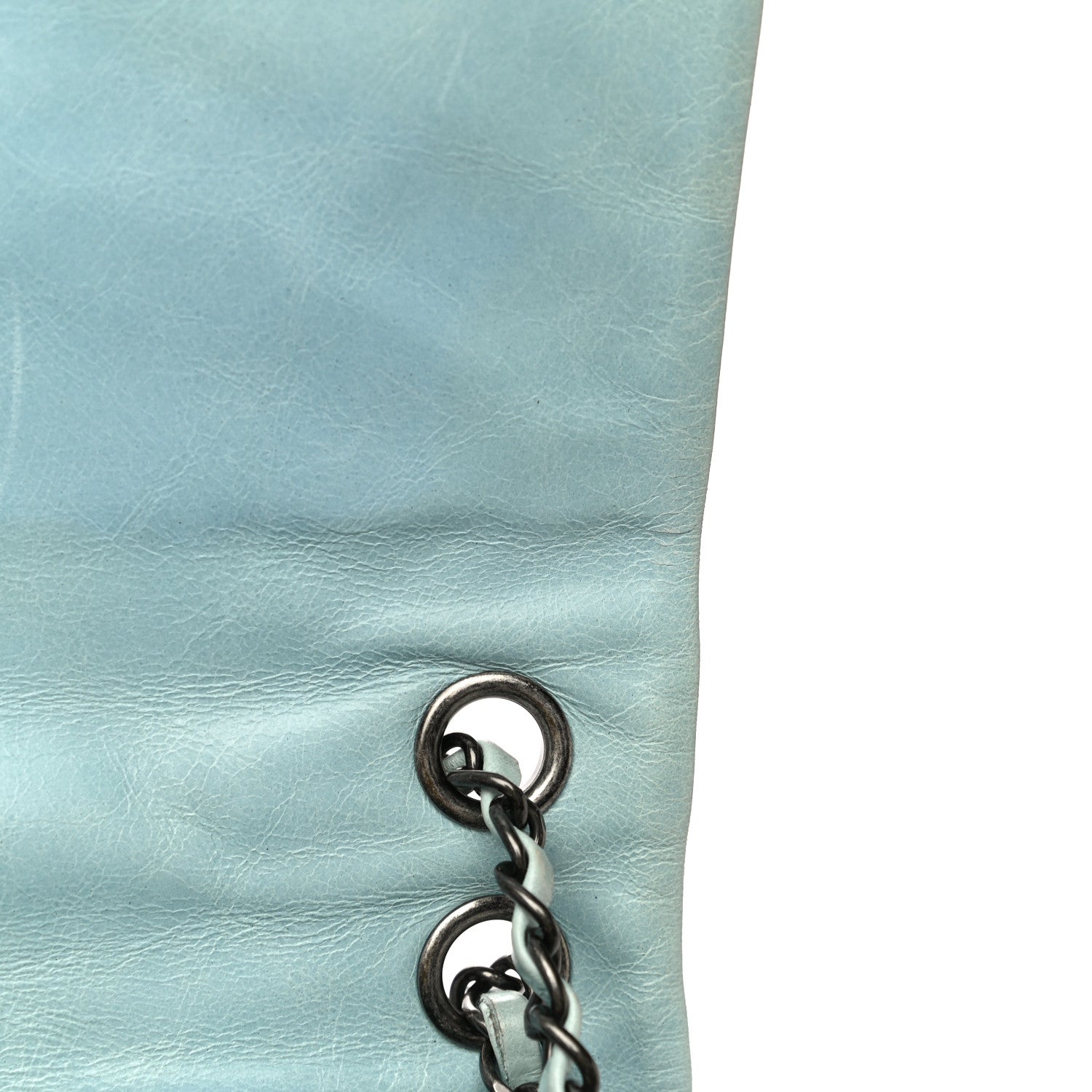 Chanel Glazed Calfskin Quilted Large Coco Soft Flap Light Blue 18 of 36