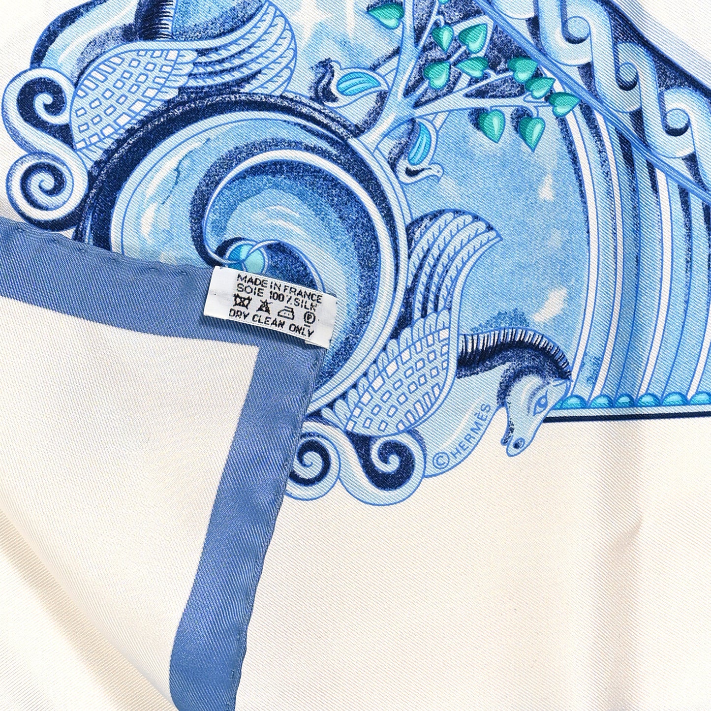 Silk Monnaies Et Symboles De Parisii Scarf 90 Light Blue Grey Chartreuse