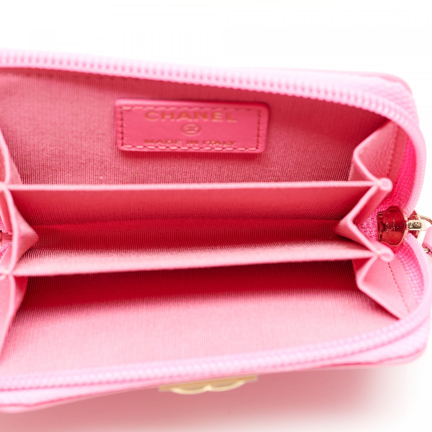 Lambskin Quilted Boy Zip Around Coin Purse Wallet Pink