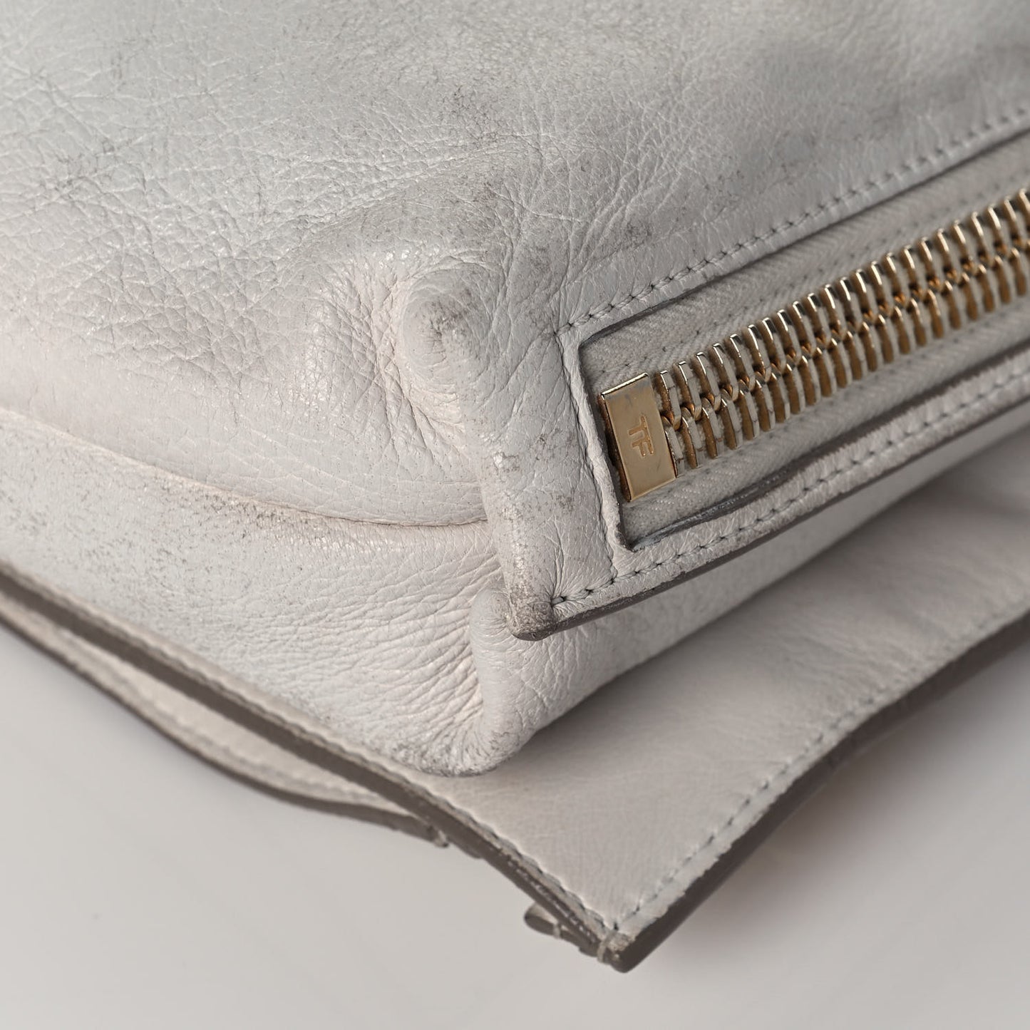 Ramskin Small Alix Padlock Zip Shoulder Bag White