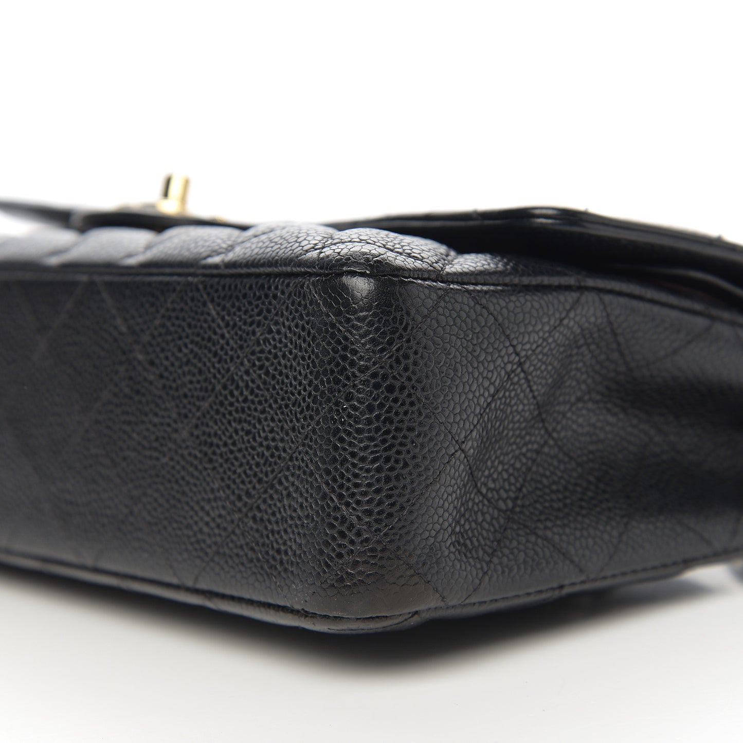 Caviar Quilted Medium Double Flap Black