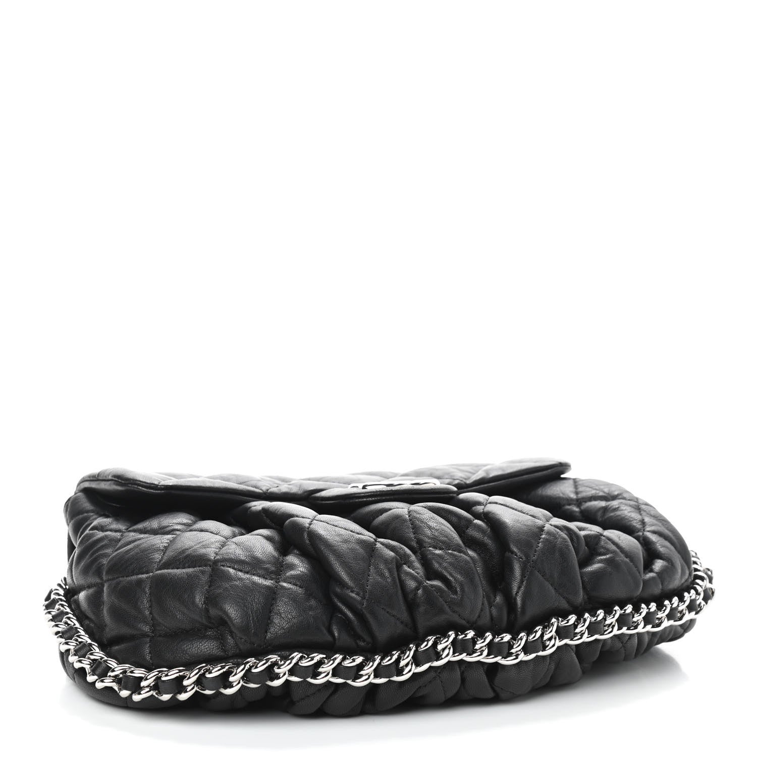Chanel Washed Lambskin Quilted Medium Chain Around Messenger Black 4 of 10