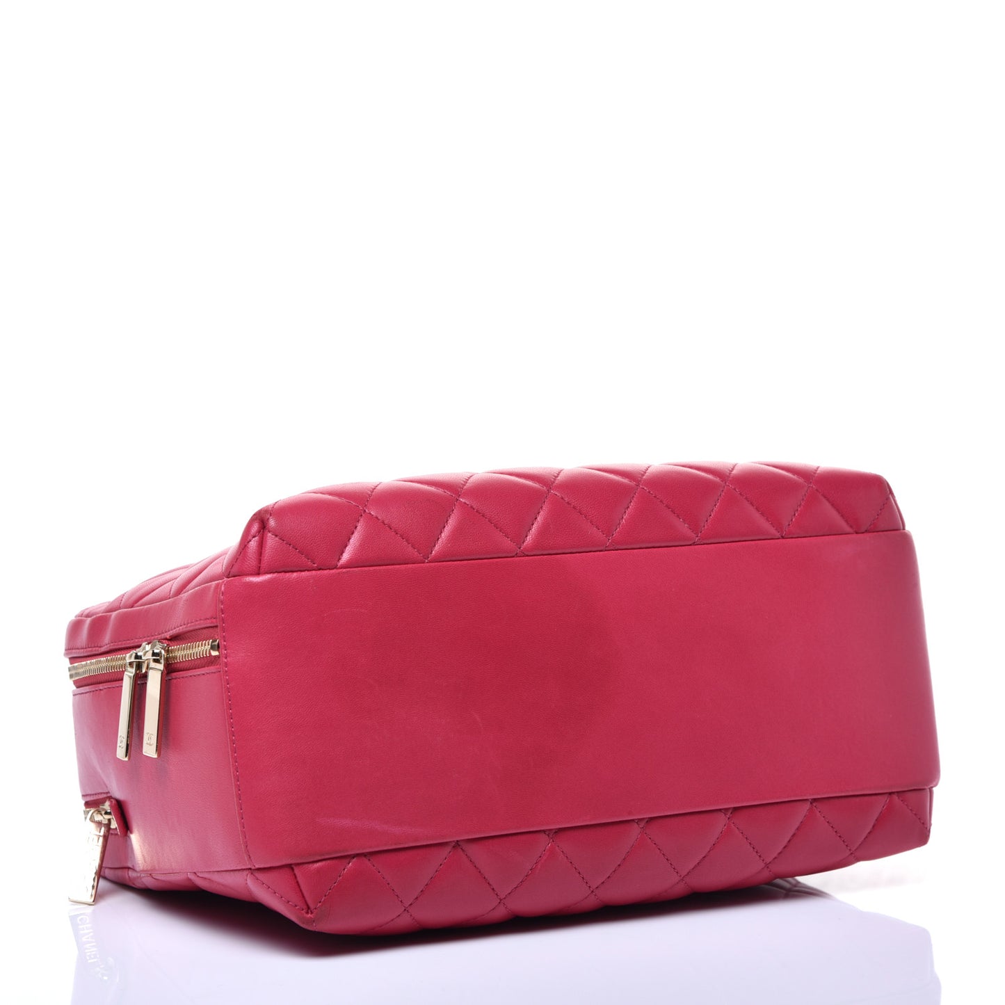 Lambskin Quilted Large Trendy CC Bowling Bag Dark Pink