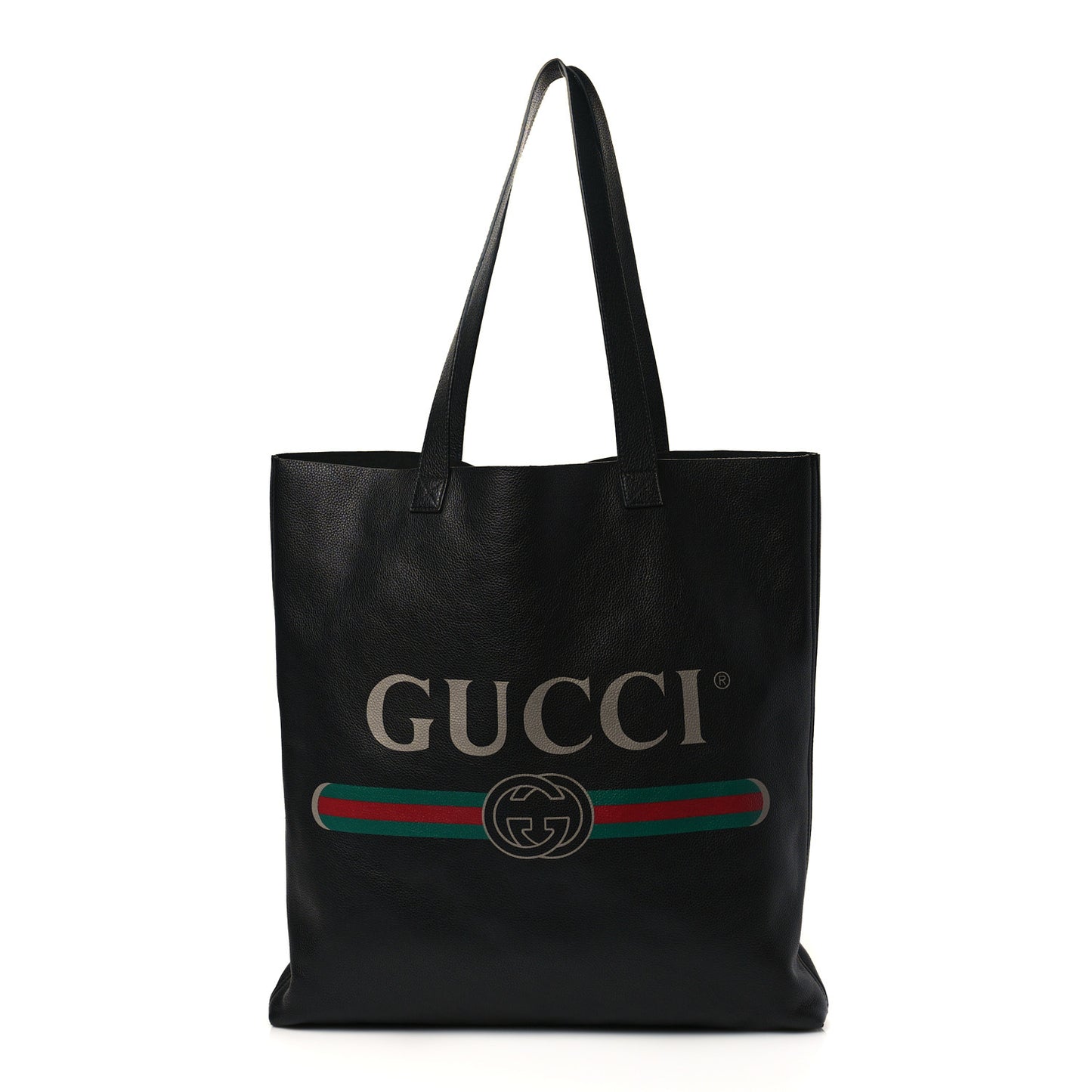 Calfskin Mens Logo Vertical Shopping Tote Black