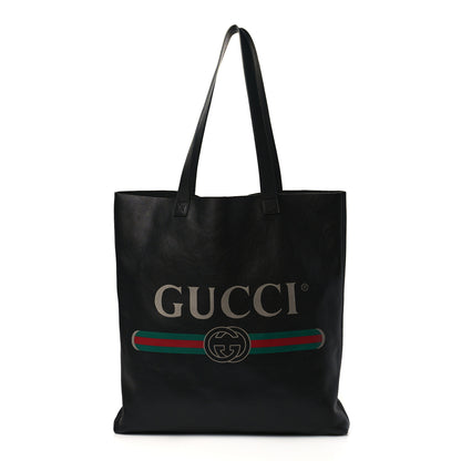 Gucci Calfskin Mens Logo Vertical Shopping Tote Black 1 of 11