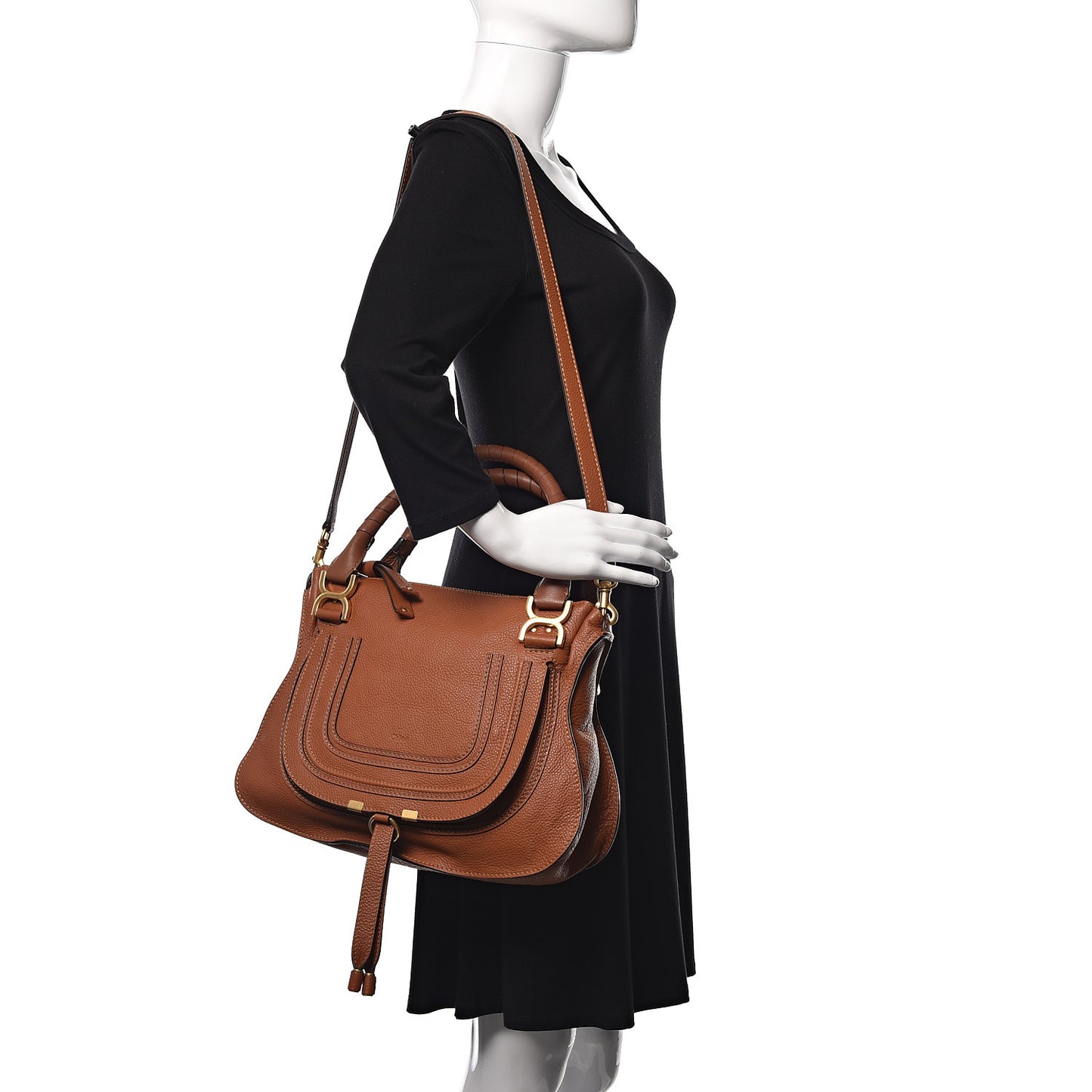 Calfskin Medium Marcie Satchel Tan