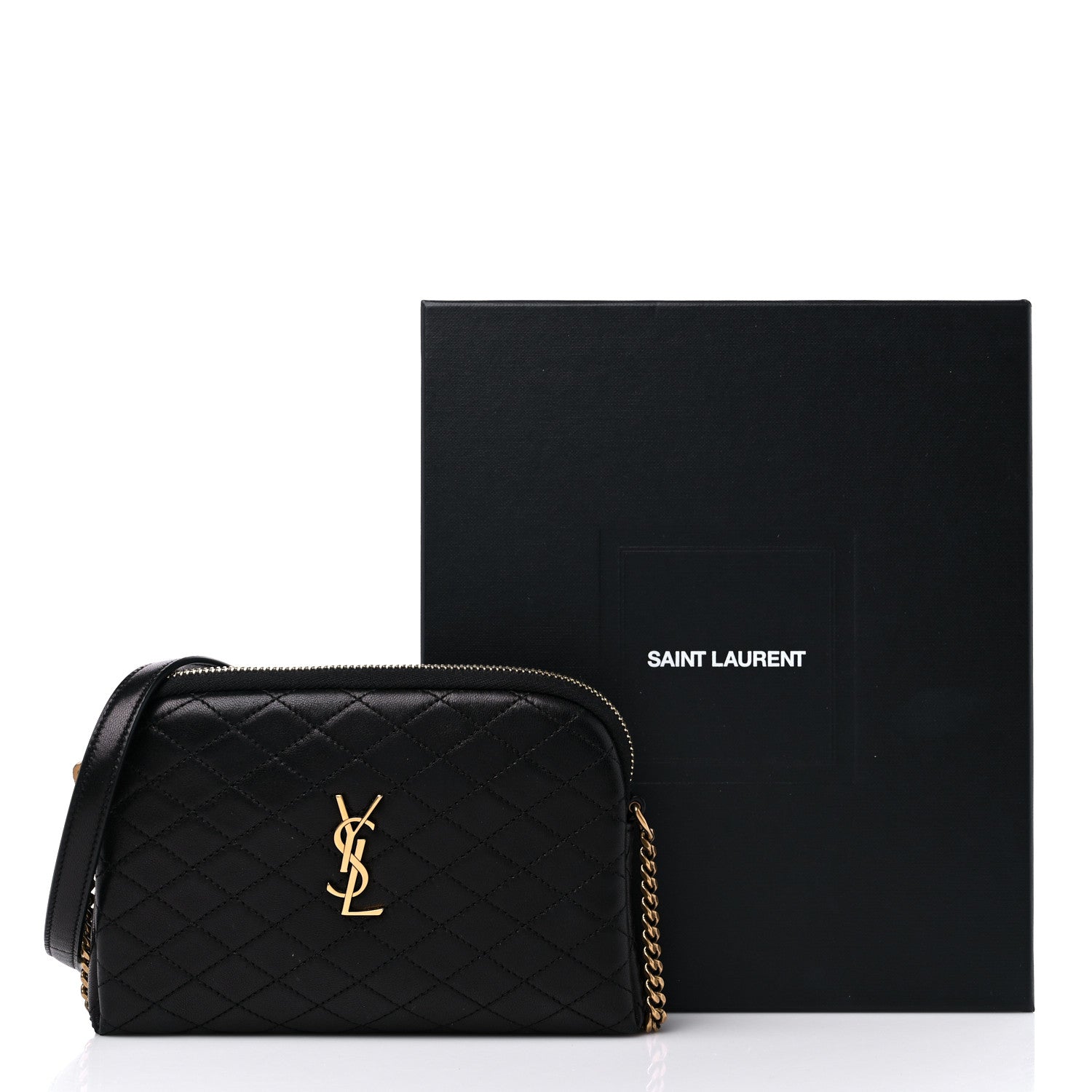 Saint Laurent Lambskin Quilted Gaby Zipped Pouch Black 10 of 10