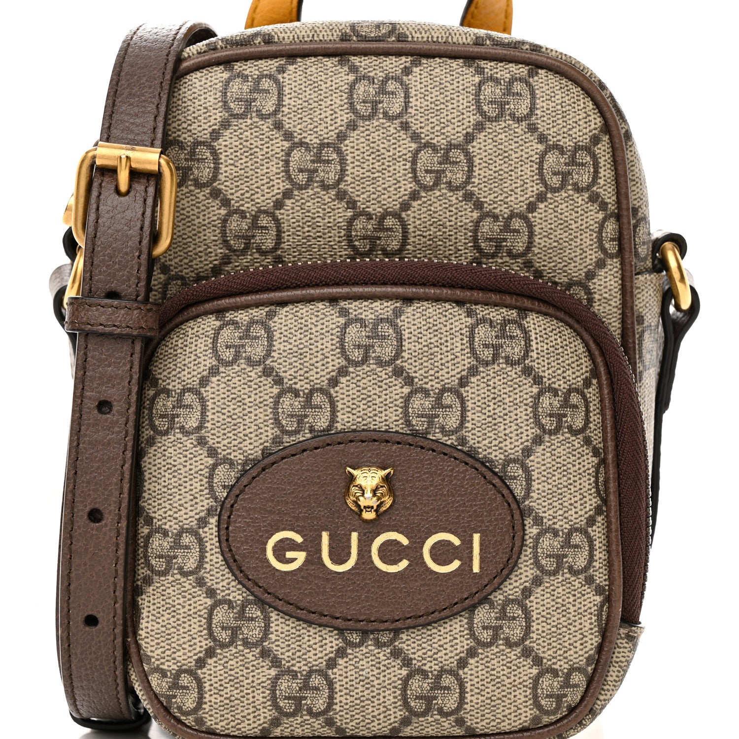 Gucci GG Supreme Monogram Mini Neo Vintage Double Zip Messenger Bag Beige New Acero Crop 8 of 13